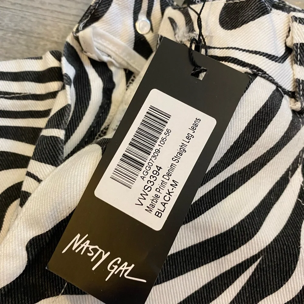 NWT nasty gal marble print denim straight leg jeans - Picture 3 of 6